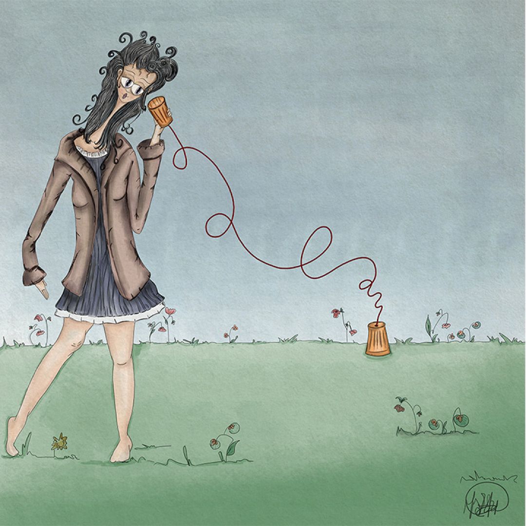 Il telefono meccanico, illustrazione di Simona Strada per Cose Belle Contest d'illustrazione 2021
