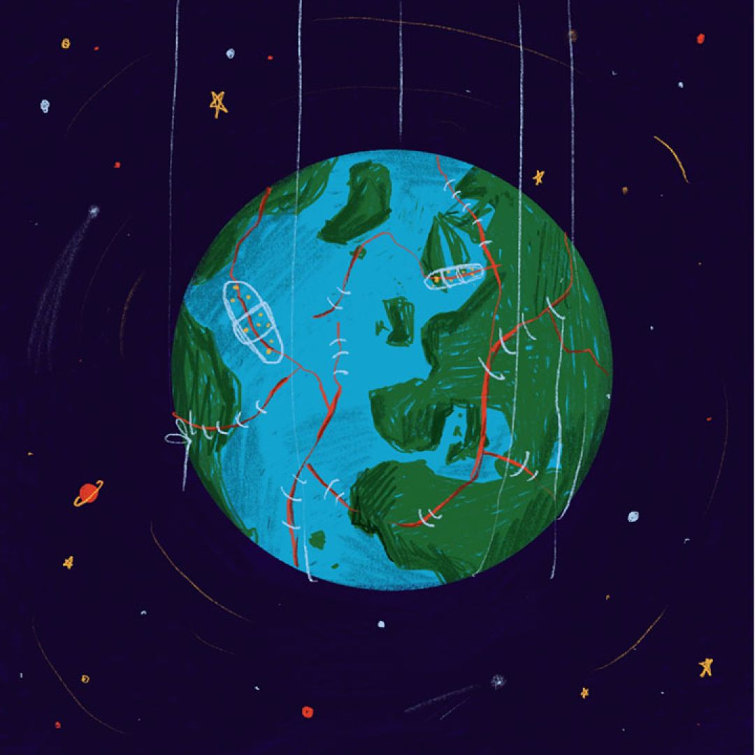 Il filo che tiene insieme il mondo, illustrazione di Francesca Mazzagatti per Cose Belle Contest d'illustrazione 2022