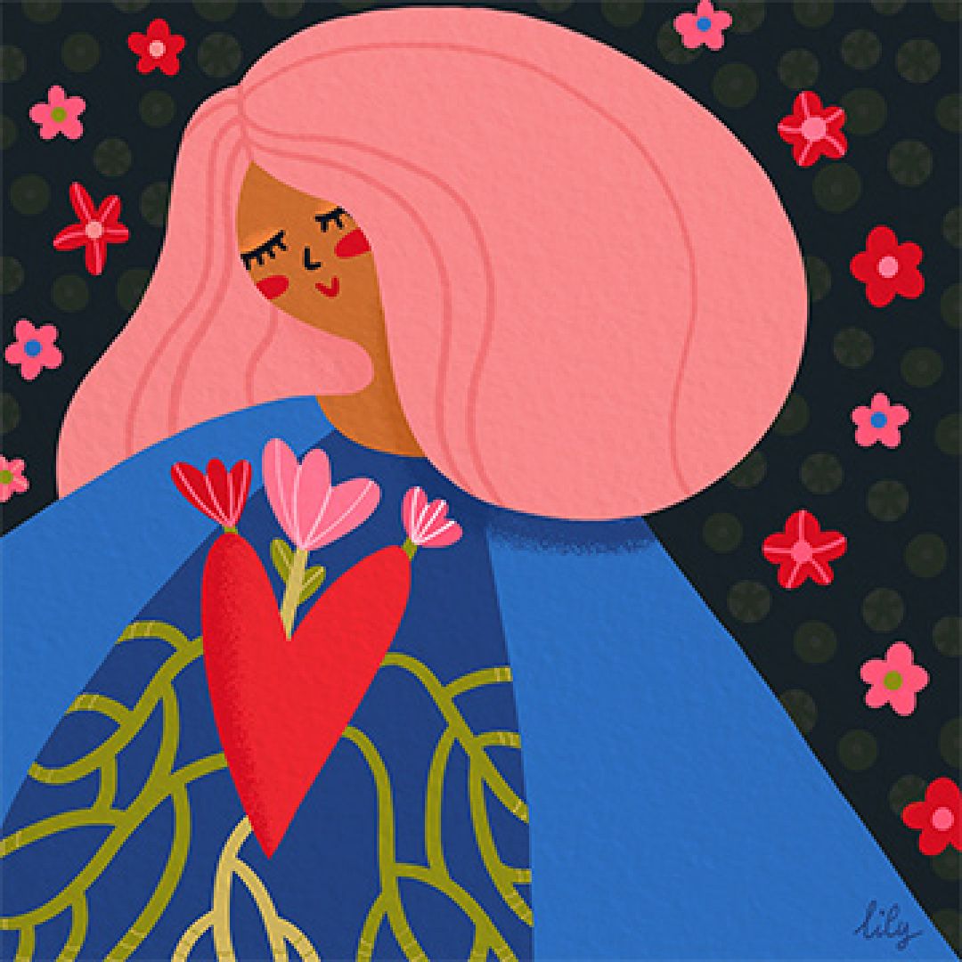 Cuore in fiore, illustrazione di Linda Bonaconza per Cose Belle Contest d'illustrazione 2020