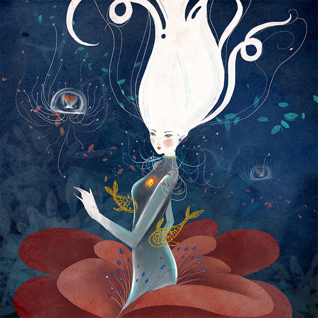 Nel mare, le origini, illustrazione di Annalisa Tannoia per Cose Belle Contest d'illustrazione 2020