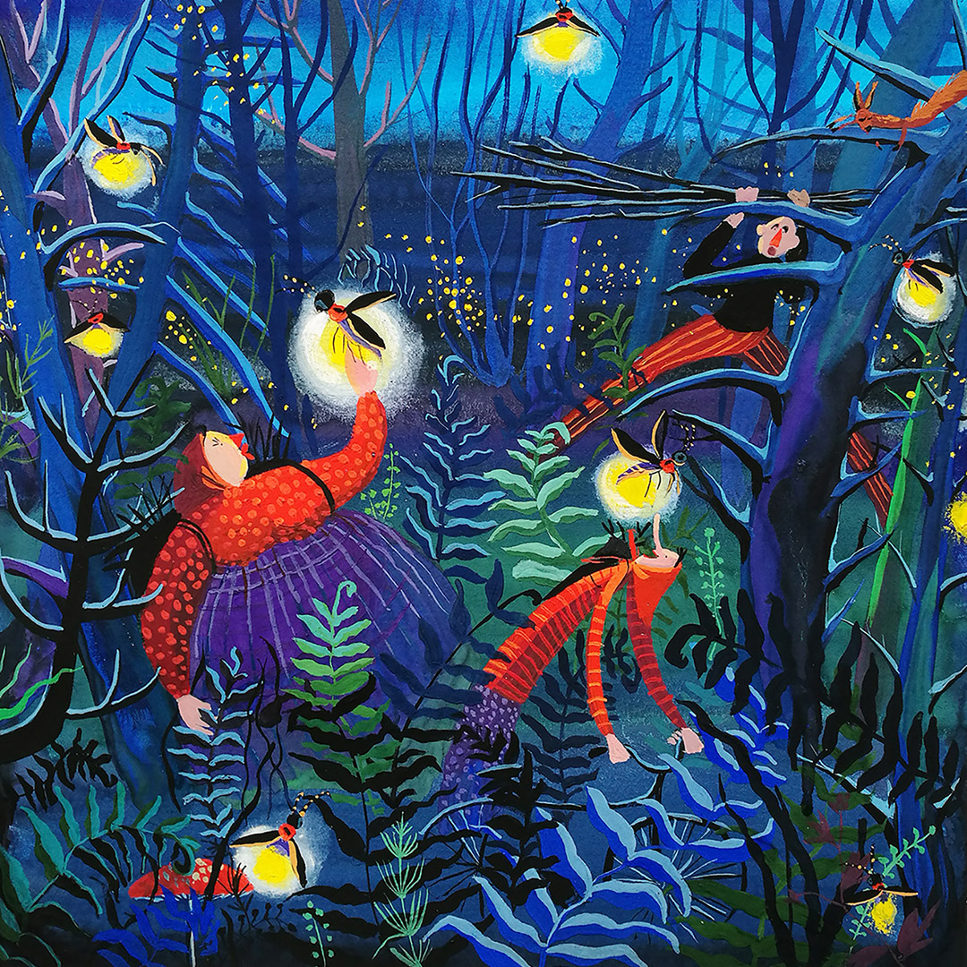 Fireflies, illustrazione di Olesia Sekeresh per Cose Belle Festival 2019