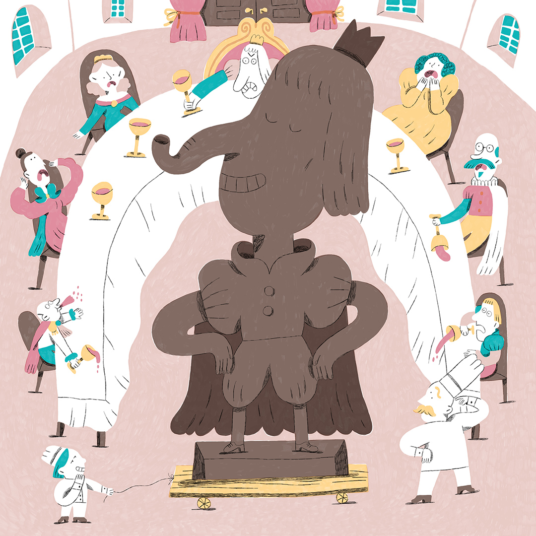 La grande statua di cioccolato del principe Blancardo, illustrazione di Giuliana Appendino per Cose Belle Festival 2019