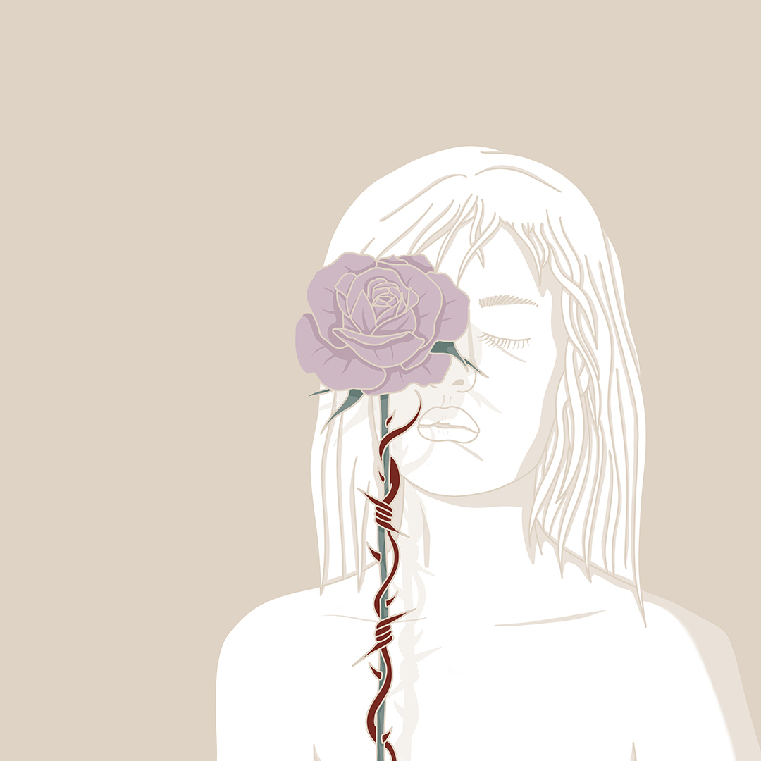 Spine con rosa, illustrazione di Viktoria Petrova per Cose Belle Festival 2019