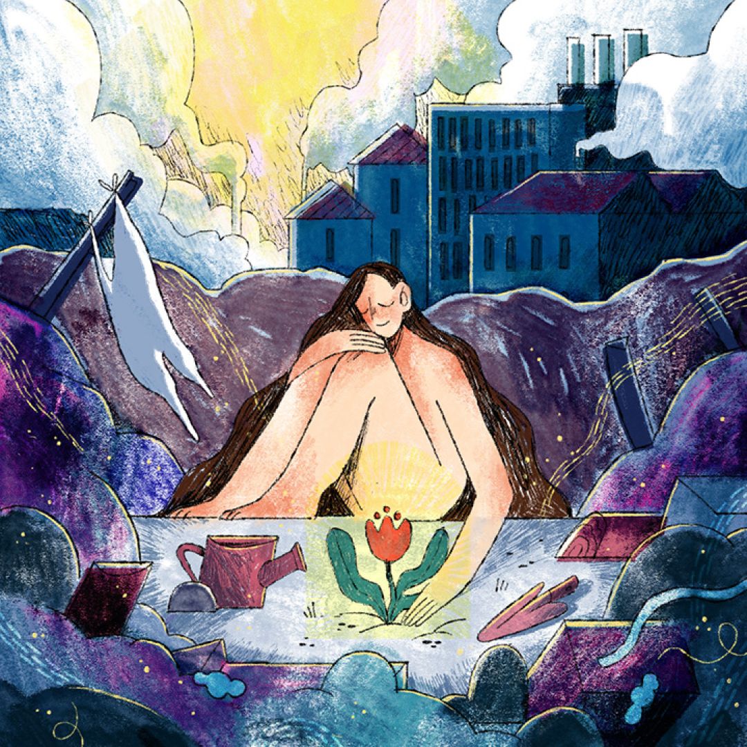 Un sorriso in un fiore, illustrazione di Mavie Steffanina per Cose Belle Contest d'illustrazione 2022