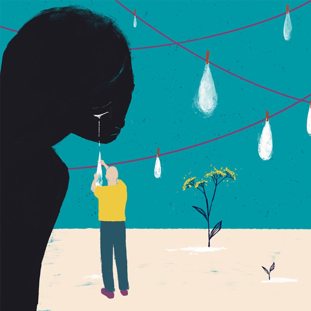 Asciugo le tue lacrime, illustrazione di Valentina Viggiano per Cose Belle Contest d'illustrazione 2021
