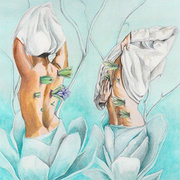 Spogliarsi del superfluo e lasciarsi fiorire, illustrazione di Lucia Pistritto per Cose Belle Contest d'illustrazione 2020