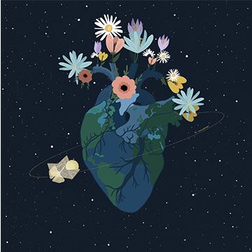 Cuorenauta: viaggio cosmico nel cuore del mondo, illustrazione di Martina Addabbo per Cose Belle Contest d'illustrazione 2021