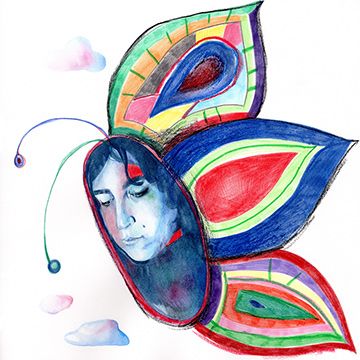 Autoritratto-Farfalla, illustrazione di Sara Braga per Cose Belle Contest d'illustrazione 2020