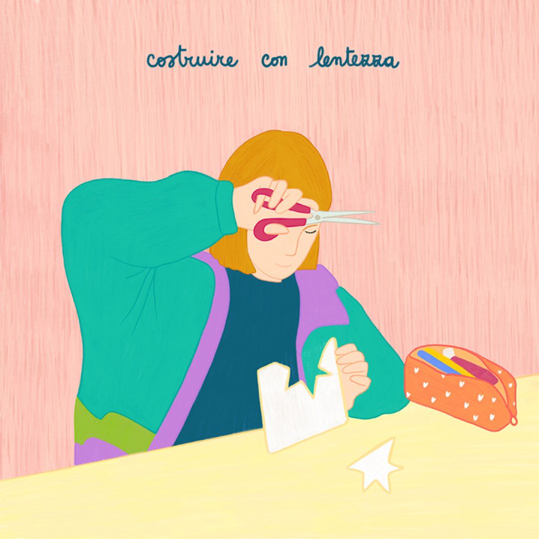 Costruire con lentezza, illustrazione di Valentina Merzi per Cose Belle Contest d'illustrazione 2022