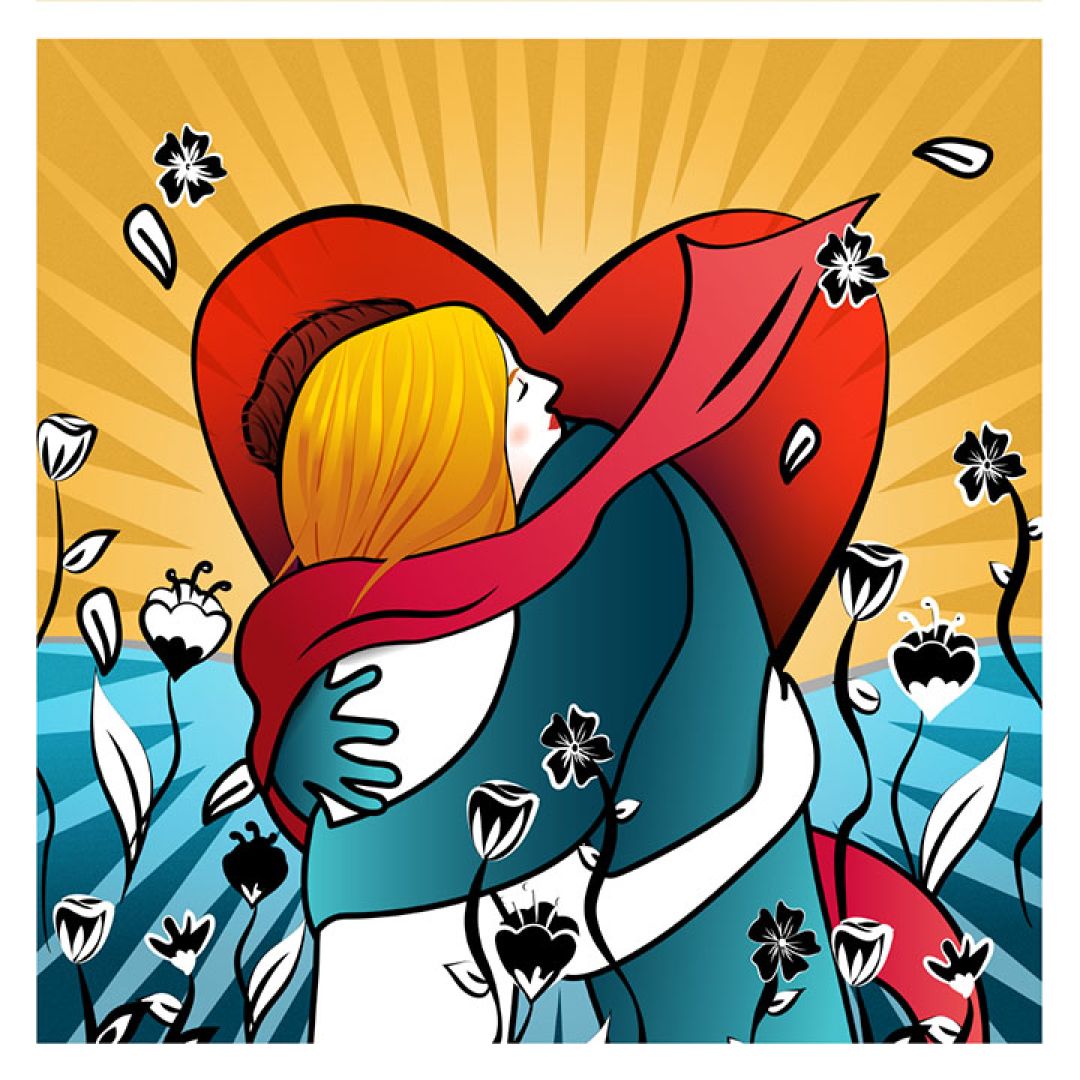 La gentilezza in un abbraccio, illustrazione di Valentina Civita per Cose Belle Contest d'illustrazione 2022