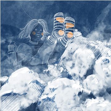 Con la testa tra le nuvole, illustrazione di Sofia Renganeschi per Cose Belle Contest d'illustrazione 2023