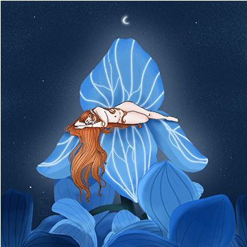 La Blu addormentata, illustrazione di Diana Lucini per Cose Belle Contest d'illustrazione 2023
