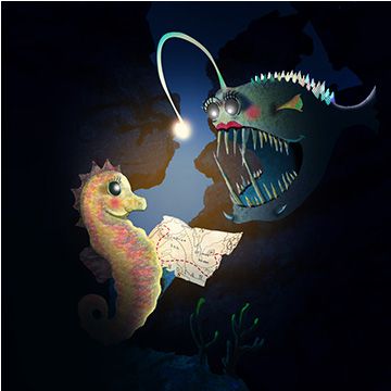 Una luce in fondo all'oceano, illustrazione di Arianna Festa per Cose Belle Contest d'illustrazione 2022