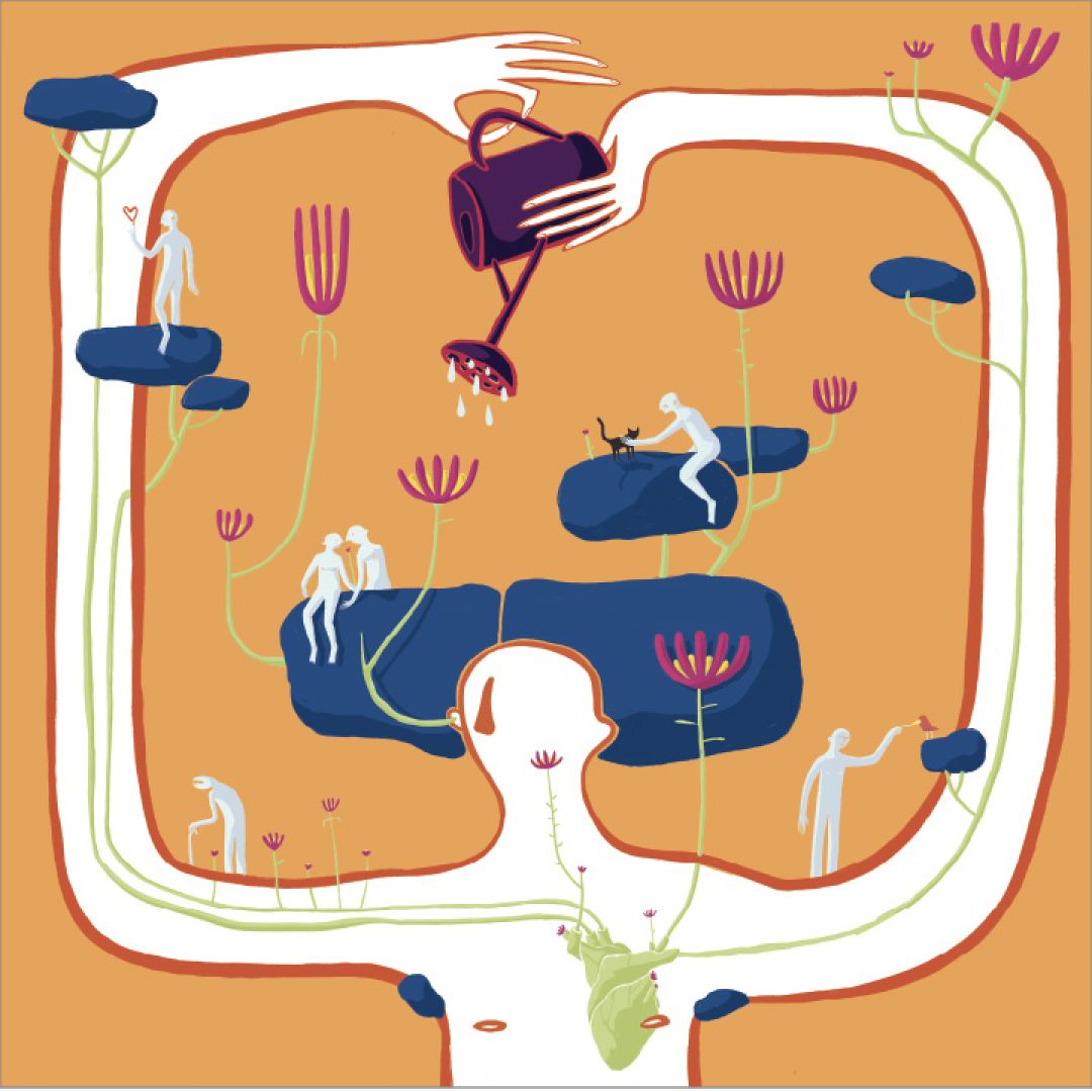 Grow gentle thoughts—Coltiva pensieri gentili, illustrazione di Fabio Orioli per Cose Belle Contest d'illustrazione 2022
