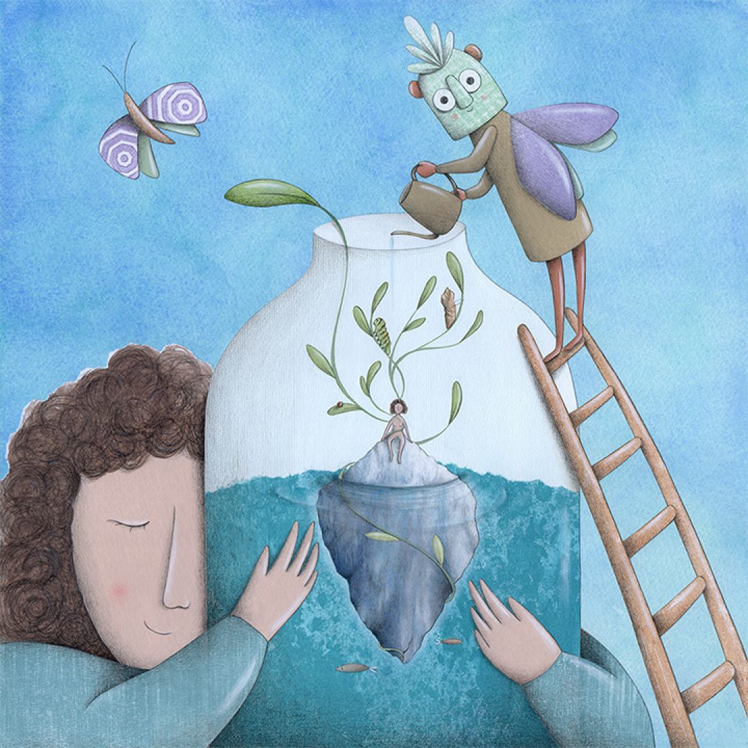 Abbracciare la rinascita, illustrazione di Rebecca Serchi per Cose Belle Contest d'illustrazione 2020
