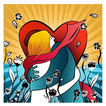La gentilezza in un abbraccio, illustrazione di Valentina Civita per Cose Belle Contest d'illustrazione 2022