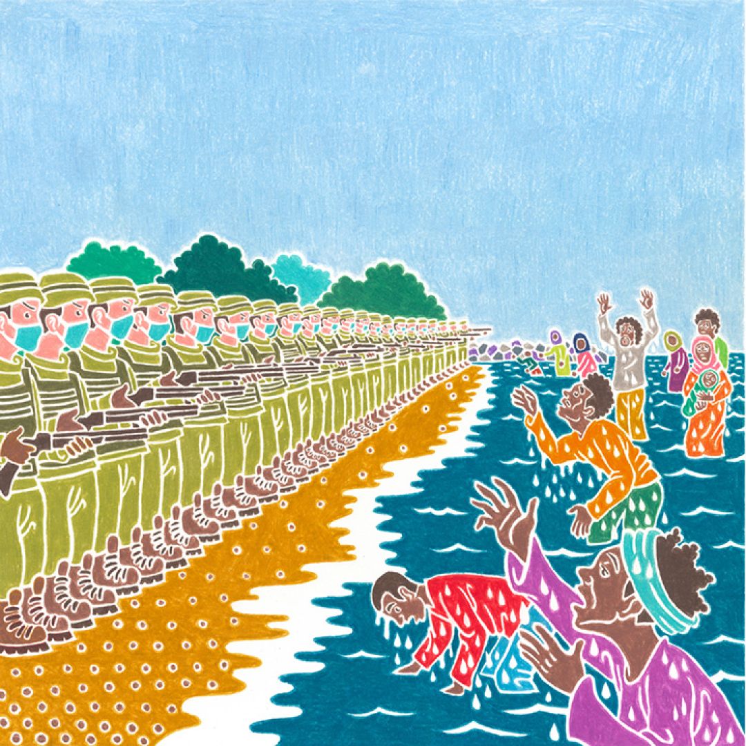Il Mare e il Muro, illustrazione di Pieralvise Santi per Cose Belle Contest d'illustrazione 2021