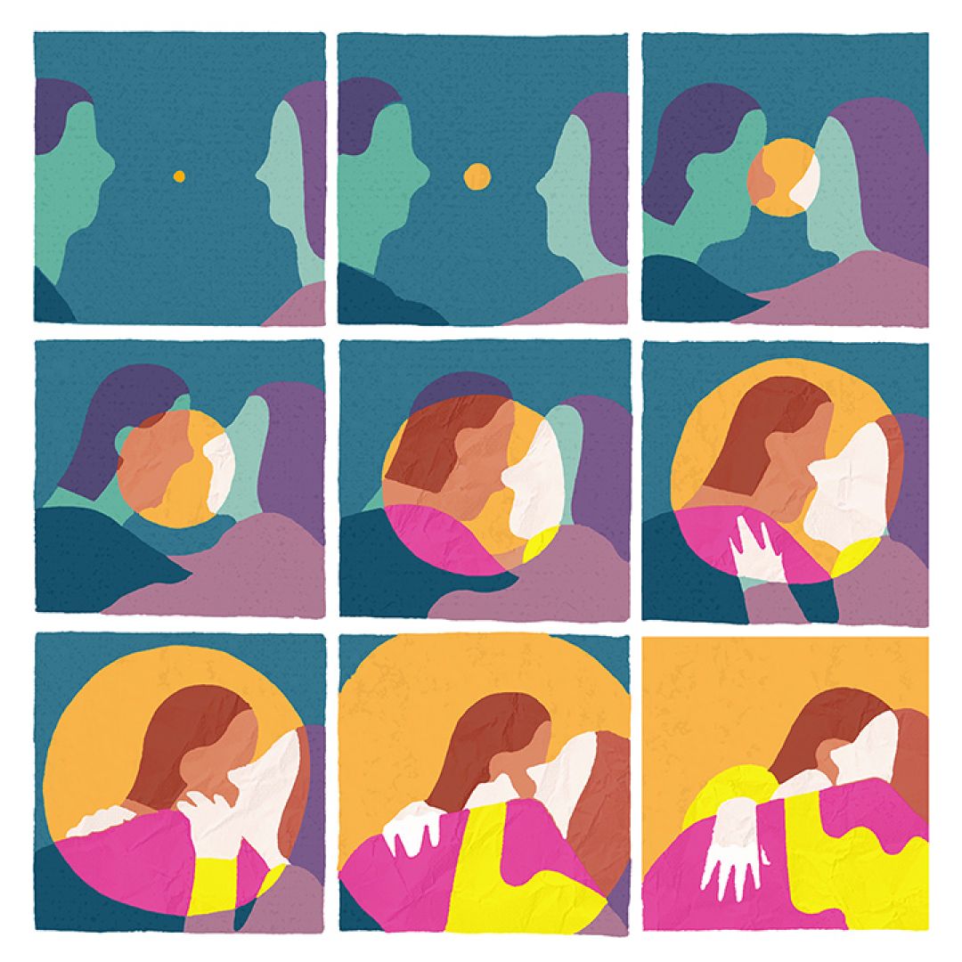 L'abbraccio, illustrazione di Paolo Moscheni per Cose Belle Contest d'illustrazione 2020